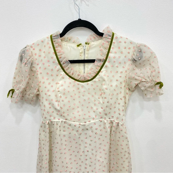 Vintage Union Made pink chiffon ruffle prom formal maxi dress Sz 7 small - Picture 3 of 10